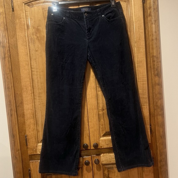 Talbots Petites Womens Signature Boot Corduroy Pants Size 12P Black - Picture 1 of 6